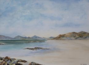 MARGARET MACKAY (SCOTTISH CONTEMPORARY)  SCOTTISH ISLAND  Watercolour, signed lower right, 25.5 x
