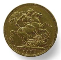 Victoria (1837-1901) 1 Sovereign 1892 Obverse the bust of Queen Victoria facing left : VICTORIA D:G: