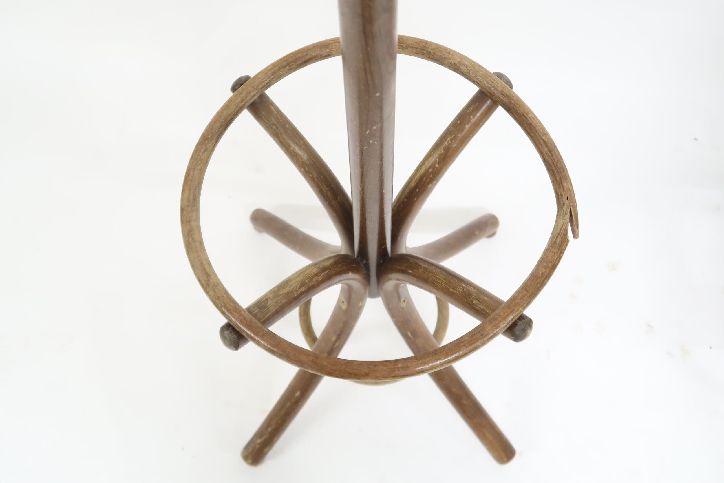 A 20th century bentwood hat and coat stand with six scrolled coat hooks on quadrupedal base, 196cm - Image 2 of 2