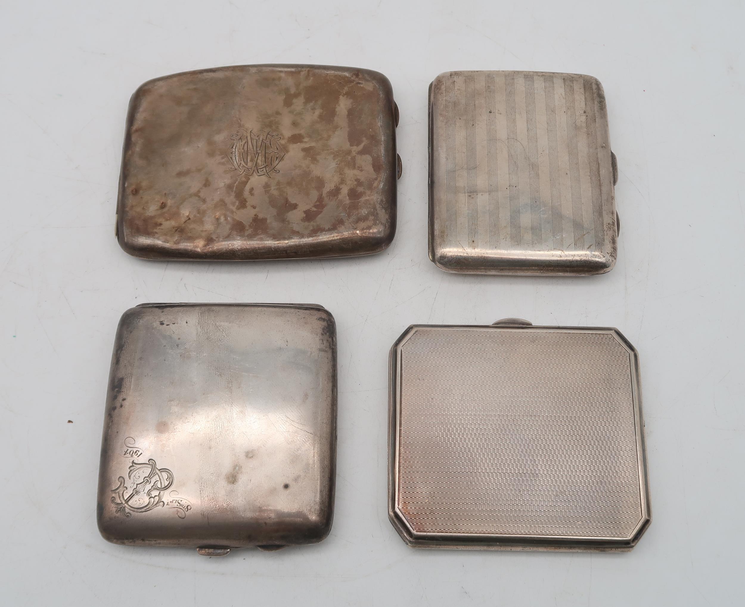 A stamped sterling cigarette case, the body with a hammered finish, another cigarette case, and - Image 4 of 4