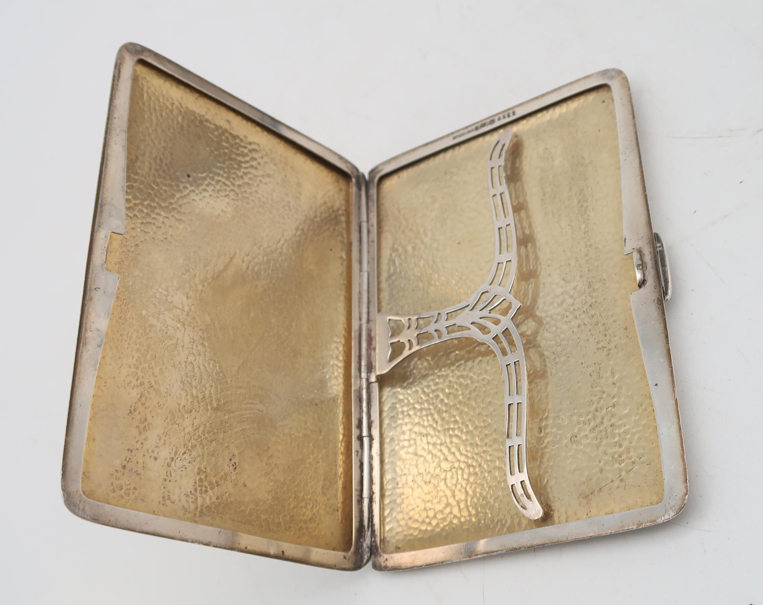 A stamped sterling cigarette case, the body with a hammered finish, another cigarette case, and - Image 2 of 4