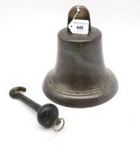 A ship's bell, removed from M.V. Duke of Normandy II, measuring approx. 21cm in height and 21cm in