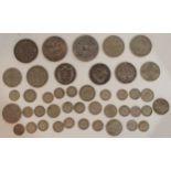 Great Britain a lot of silver coins with George III, Victoria examples approximately 250 grams (