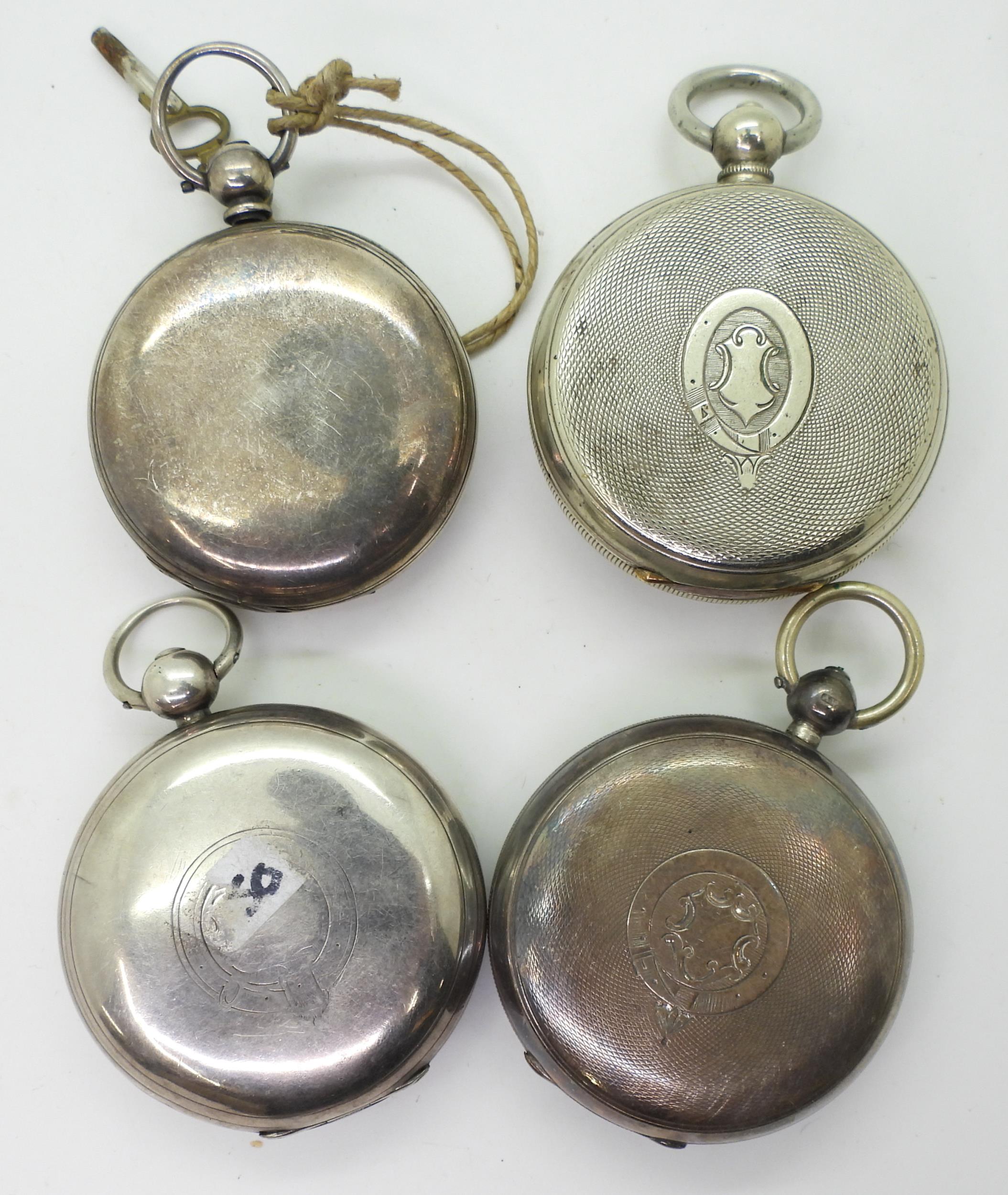 Three silver pocket watches, two with diamond end caps, dated 1835 and 1852, a further example dated - Image 2 of 6