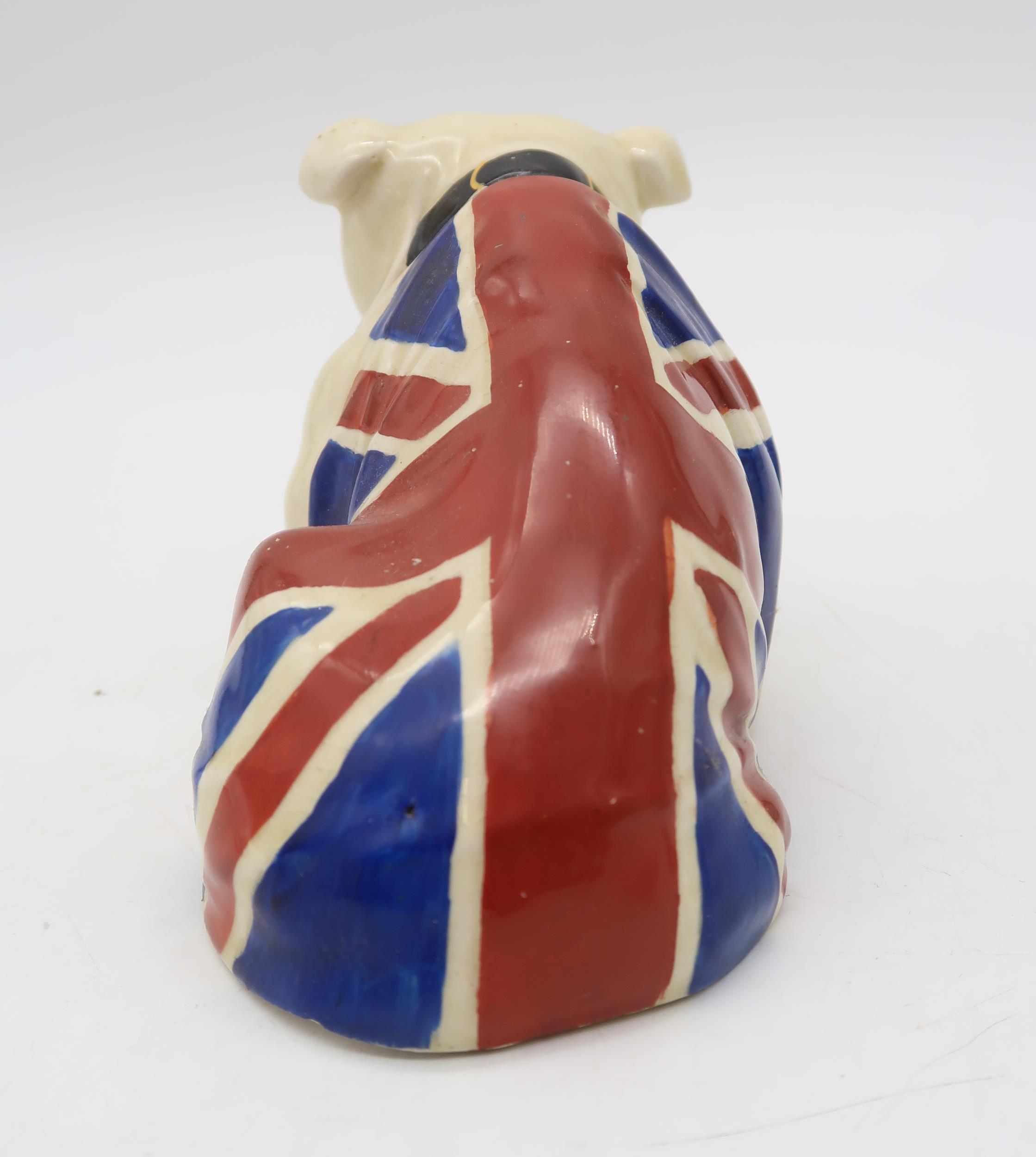 A Royal Doulton D5913 Bulldog draped in a Union Jack figure, 10 x 10cm Condition Report:chipped to - Image 2 of 6