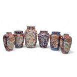 A collection of Imari vases, including a pair decorated with ho-o birds and dragons (6) Condition