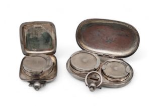 A silver double sovereign holder, Birmingham 1900, and another square form examples, by S. Bros,
