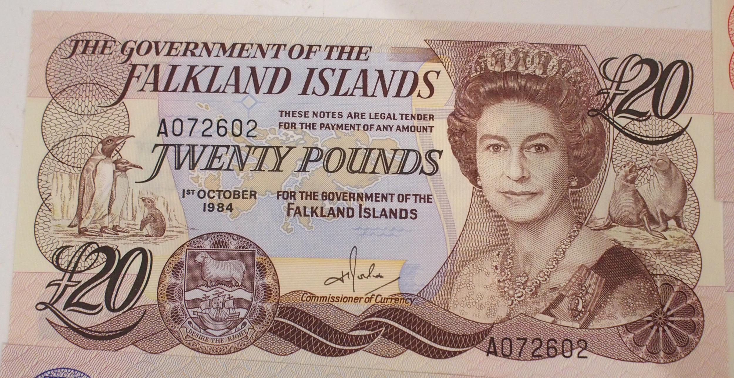 Falkland Islands (British Overseas Territories) Elizabeth II, A171506 £5 14th June 1983, A137831 £ - Image 3 of 8