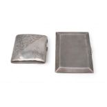 A silver cigarette case, by John Taylor & Co, Birmingham, of canted form, and another with scrolling