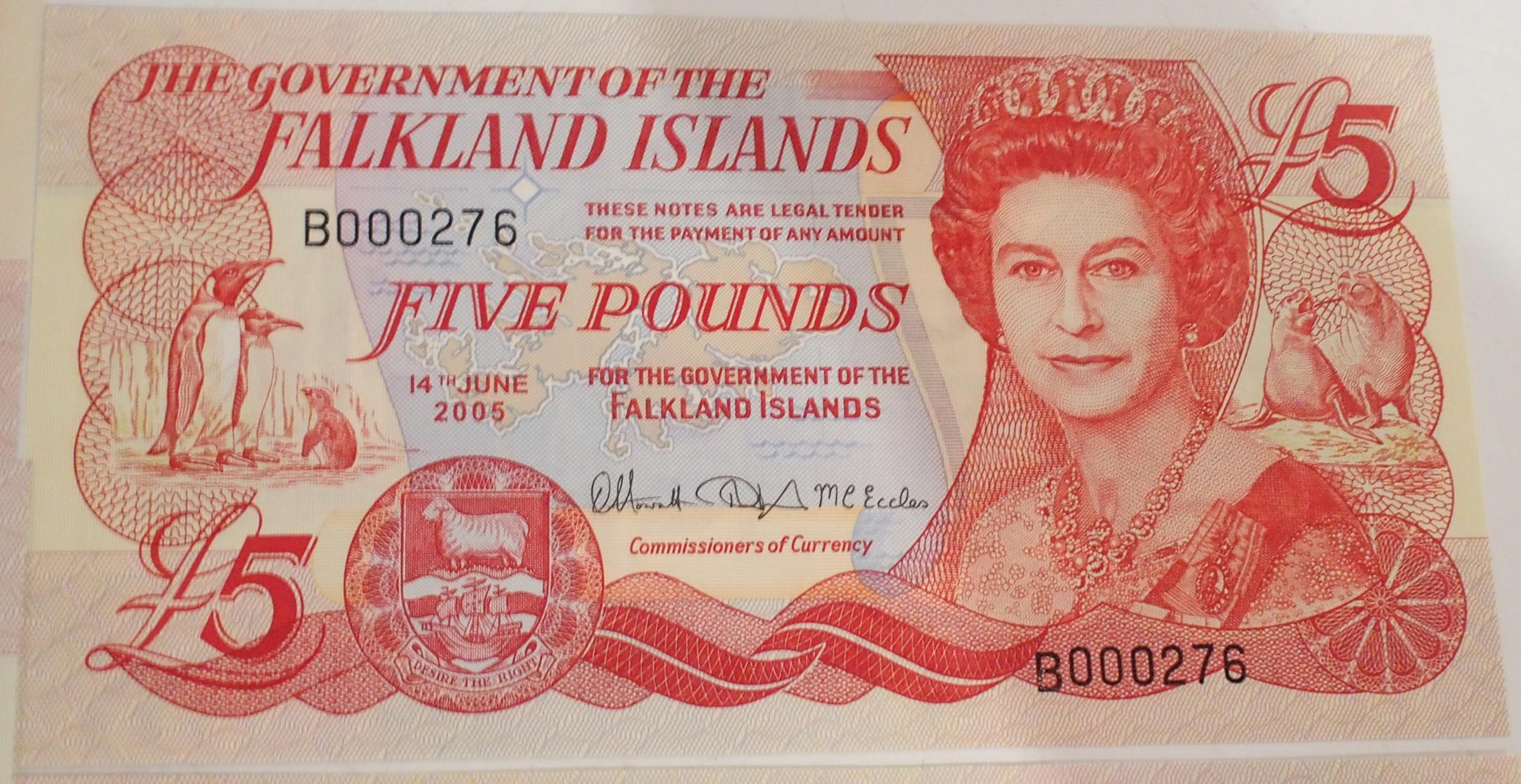 Falkland Islands (British Overseas Territories) Elizabeth II, A171506 £5 14th June 1983, A137831 £ - Image 7 of 8