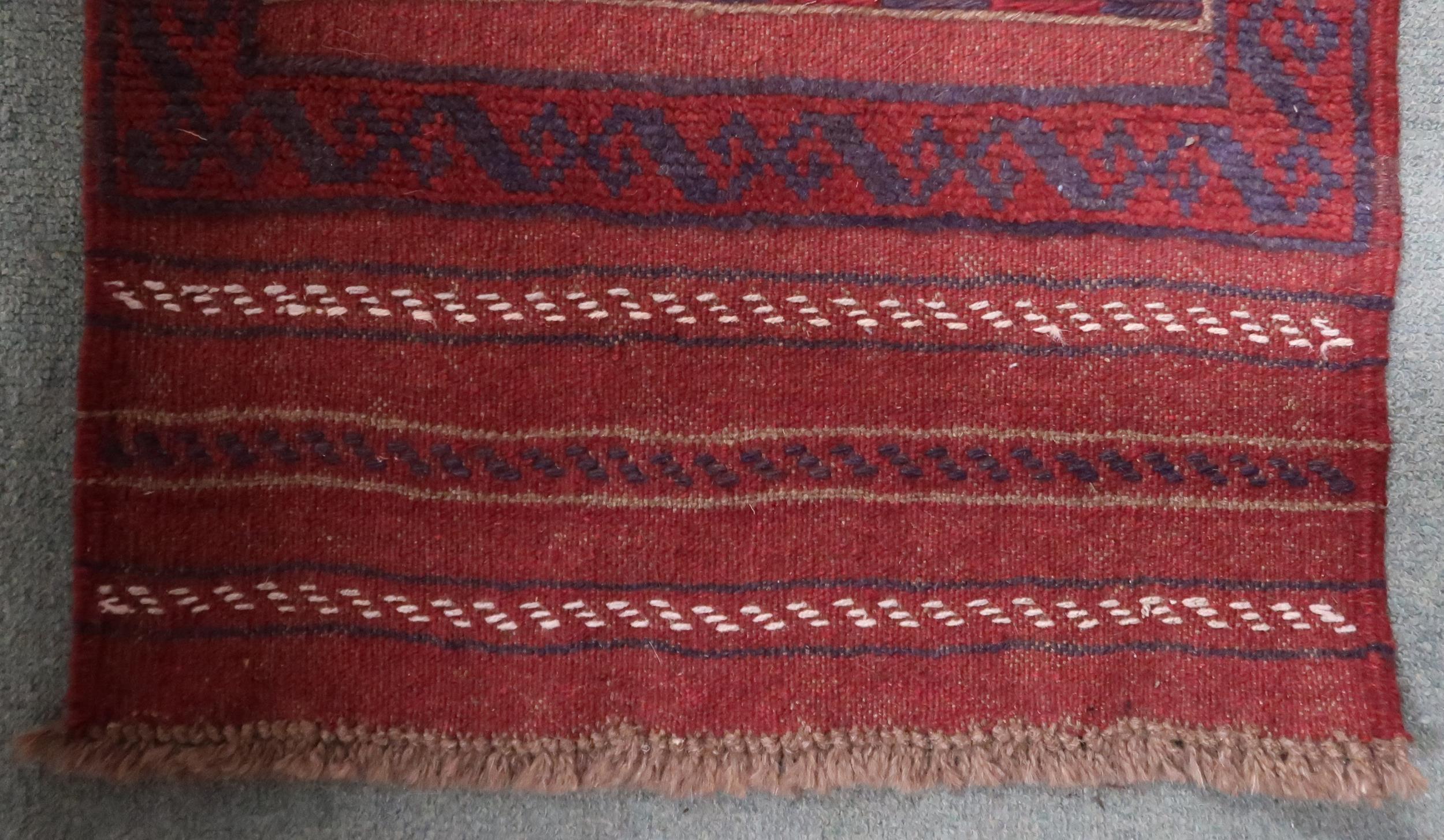 A dark blue ground Afghan full pile handwoven Meshkin tribal runner with four diamond shaped - Image 2 of 3