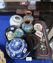A pair of Chinese cloisonne vases, satsuma plaque, ginger jars etc Condition Report:Available upon