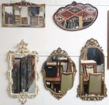 A lot of five assorted 20th century decorative wall mirrors to include gilt and painted framed