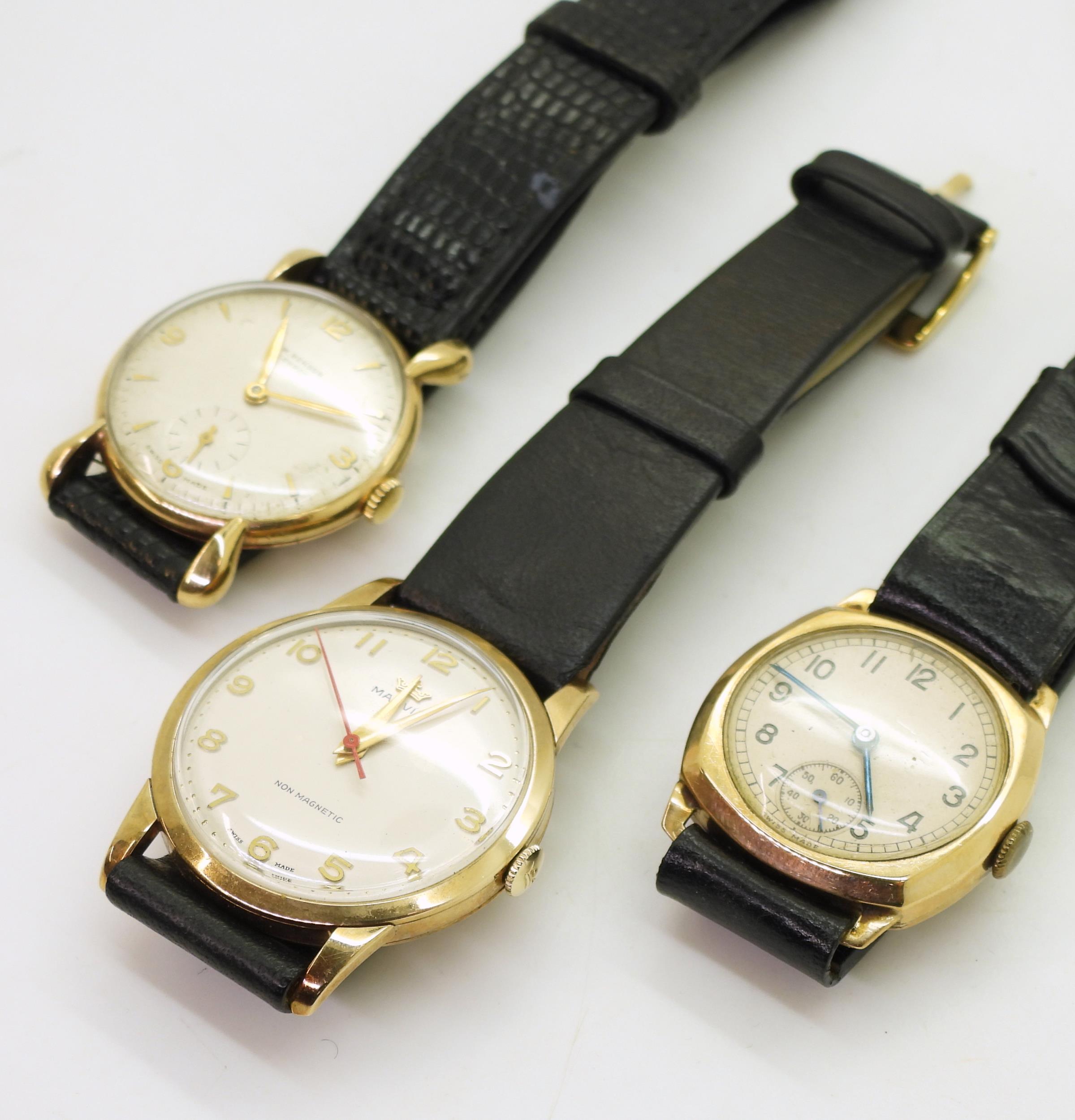 Three 9ct gold cased gents watches to include J. W Benson (Cyma movement) hallmarked Birmingham - Bild 2 aus 6