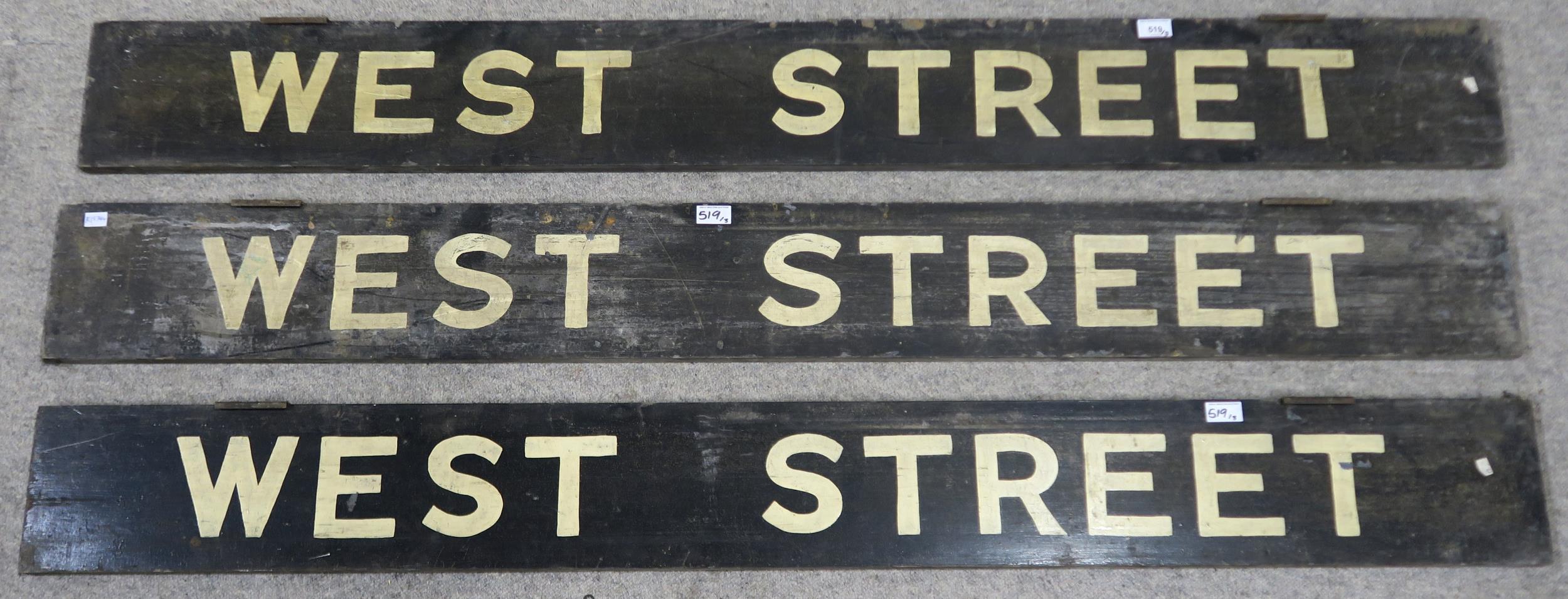 Three vintage Glasgow Subway station signs for West Street, each measuring approx. 160cm in