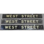 Three vintage Glasgow Subway station signs for West Street, each measuring approx. 160cm in