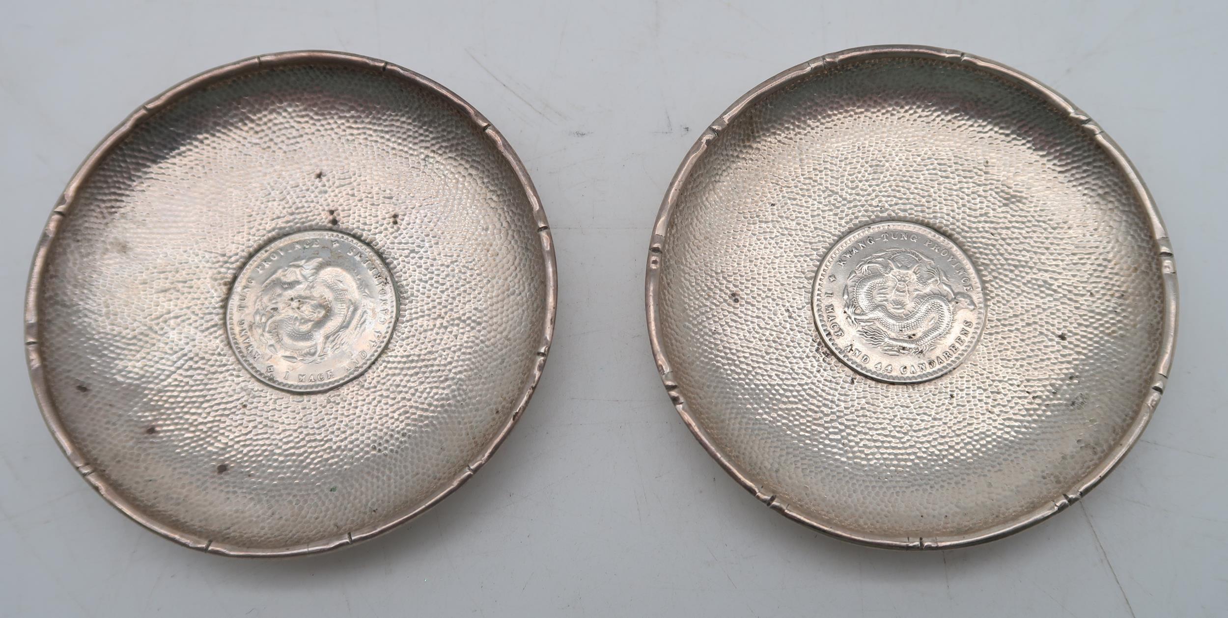 A collection of Chinese silver coin dishes, one inset with a Republic of China One Dollar, two Pei - Image 4 of 6