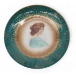 A large Vienna porcelain dish transfer printed with a profile of a maiden Condition Report:Available