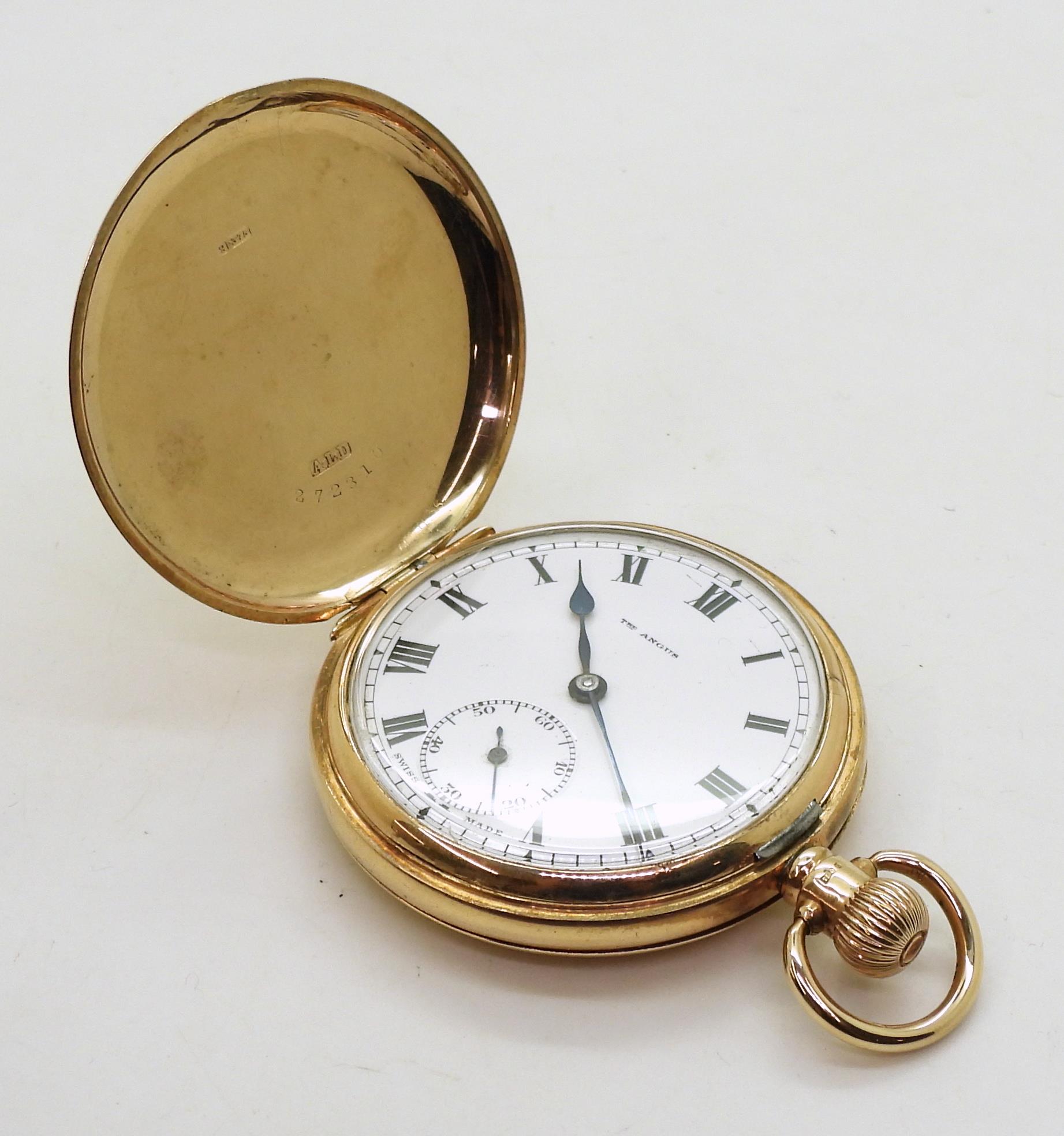 A 9ct gold The Angus full hunter pocket watch, inner dust cover  inscribed, diameter 5cm, weight - Image 2 of 9