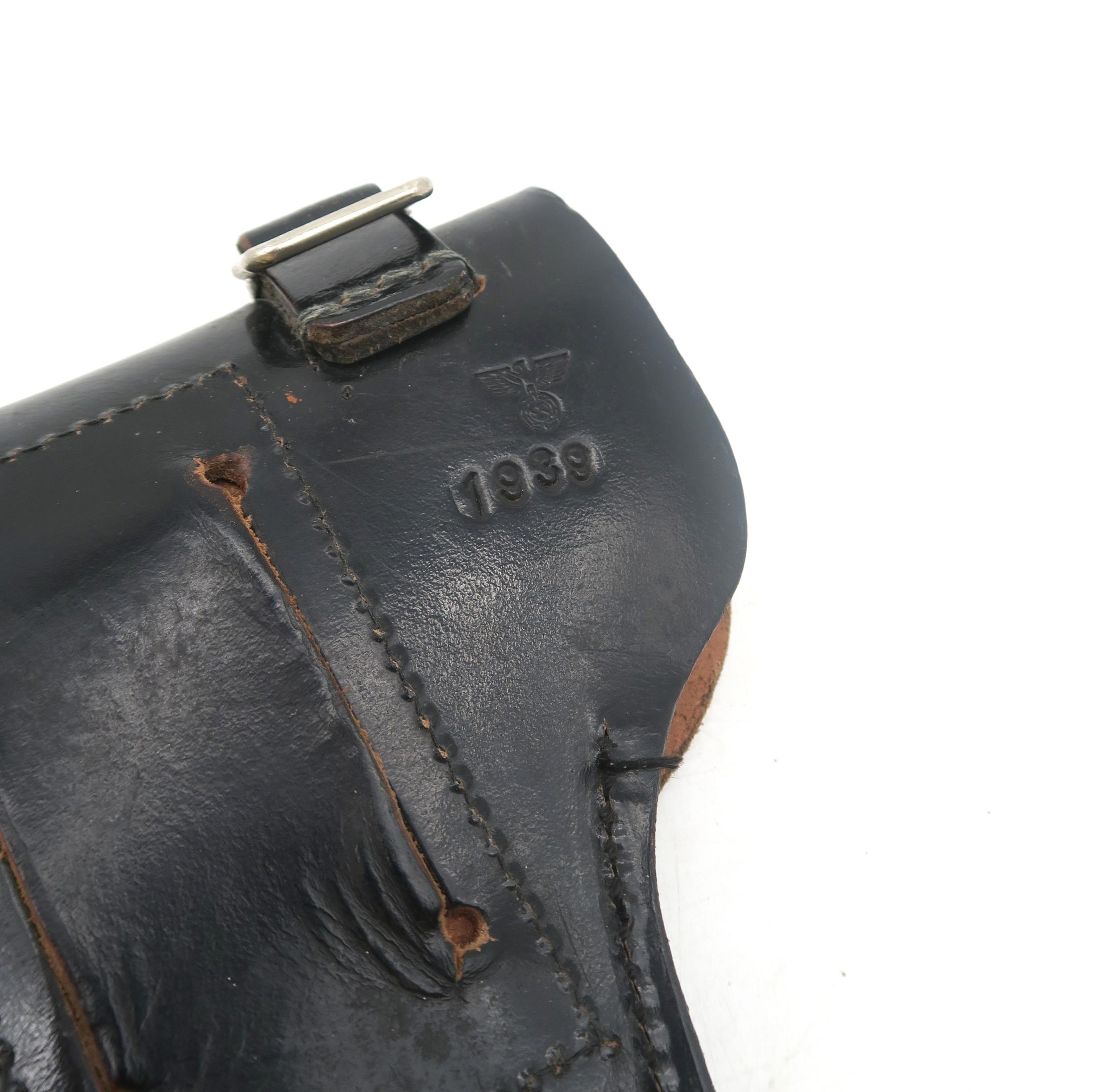 A WW2 German Third Reich Luger holster, in black leather, stamped in large letters "P08", - Image 4 of 4