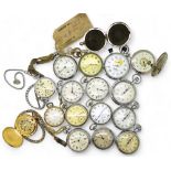 A collection of base metal stop watches and pocket watches, to include examples by HanHart,