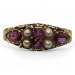 A 15ct gold pearl and pink gem ring, hallmarked Birmingham 1871, size Q, weight 2.1gms  Condition