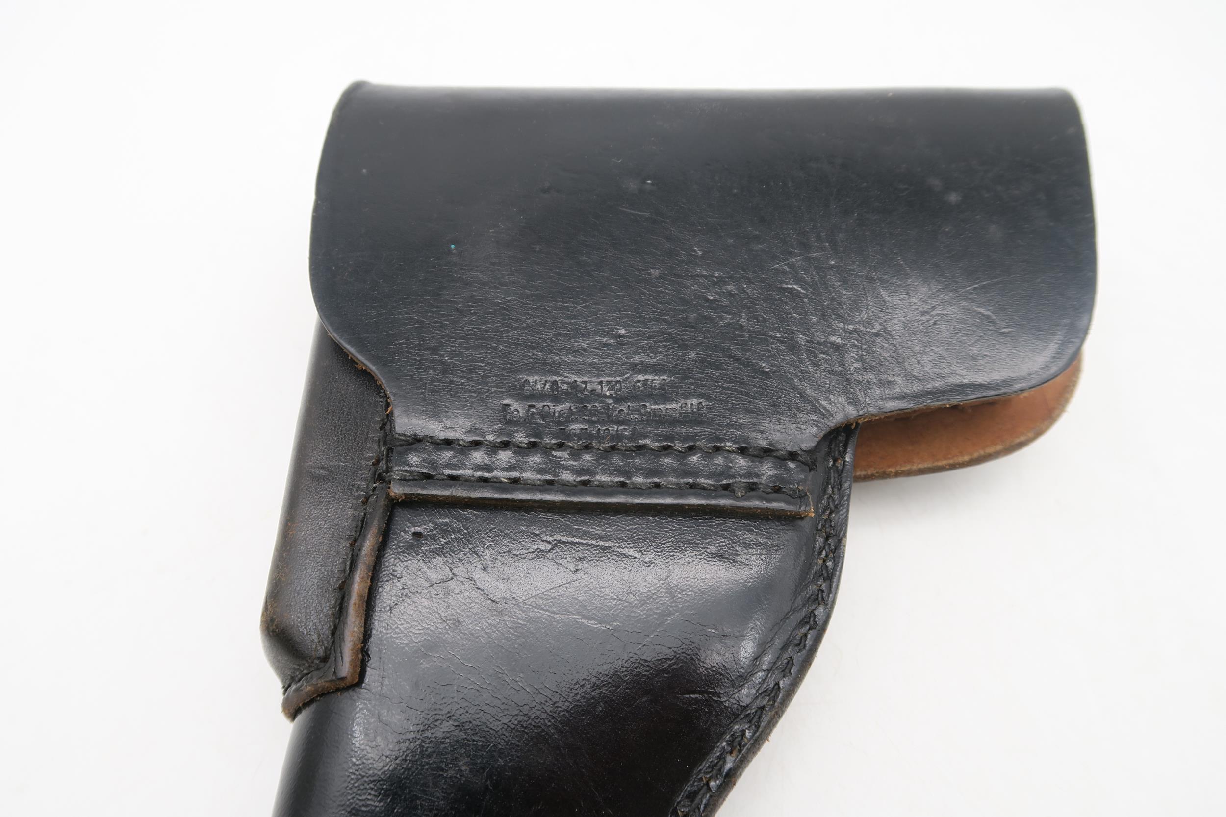 A WW2 German Third Reich Luger holster, in black leather, stamped in large letters "P08", - Image 3 of 4