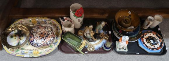 A collection of decorative ceramics including Ridgways, antique Derby dishes, Meissen toothpick