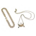 A 9ct gold Ola Gorie pendant necklace, together with a 9ct gold curb link bracelet, weight