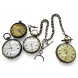 A silver John Forrest pocket watch and chain, watch hallmarked Chester 1900 chain hallmarked to