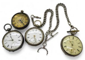 A silver John Forrest pocket watch and chain, watch hallmarked Chester 1900 chain hallmarked to