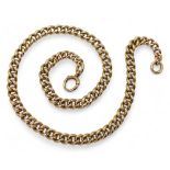 A 9ct gold fob chain, length 39cm, weight 38.7gms Condition Report:Available upon request
