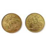 George V (1910-1936) 1/2 sovereign coins 1913 4grams, 1914 4 grams Obverse Portrait of King George V