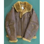A an early-WW2 RAF Irvin sheepskin flight jacket, chest measuring approx. 23' armpit-to-armpit