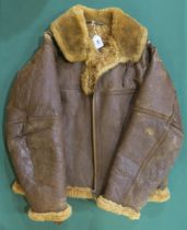 A an early-WW2 RAF Irvin sheepskin flight jacket, chest measuring approx. 23' armpit-to-armpit