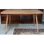 A lot comprising mid 20th century Elm and beech Ercol dining table on tapering splayed supports,