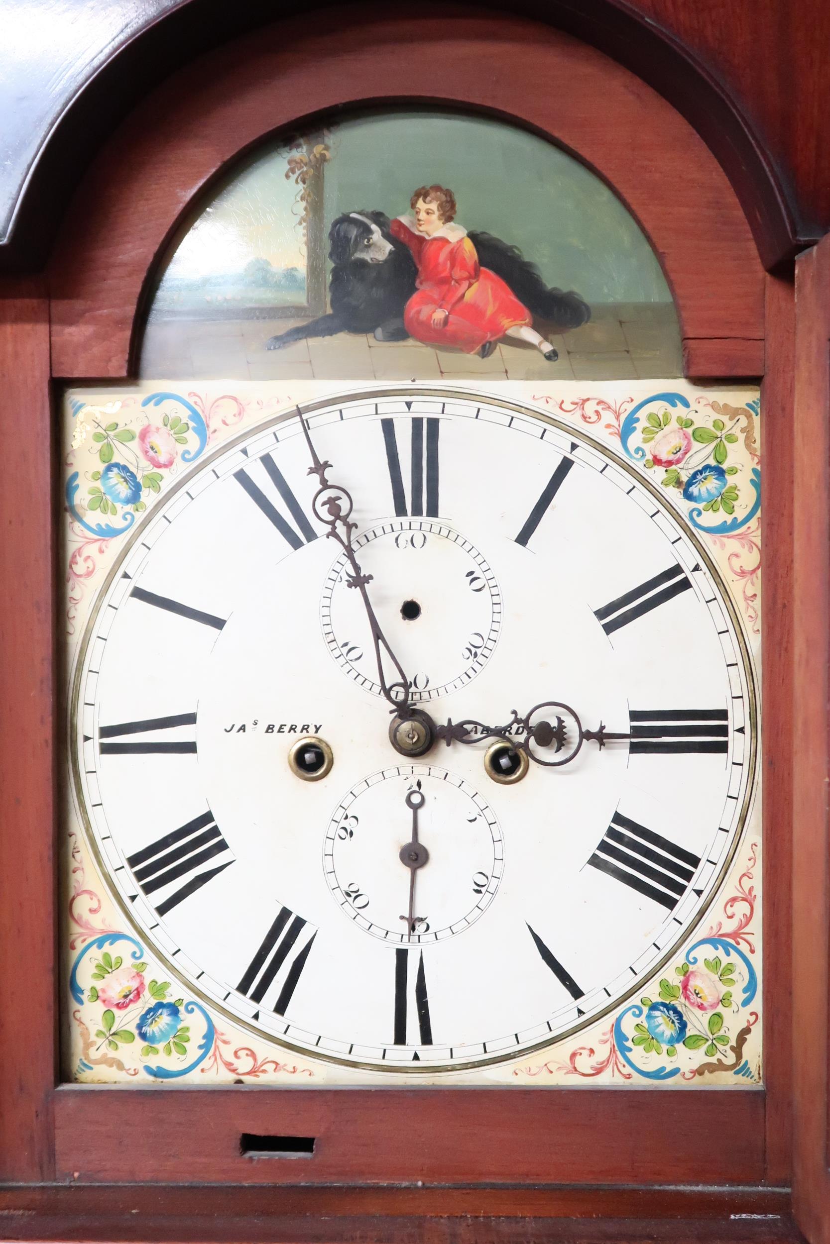 A 18th/19th century JAs Berry, Aberdeen mahogany cased grandfather clock with scrolled surmounted - Image 2 of 5