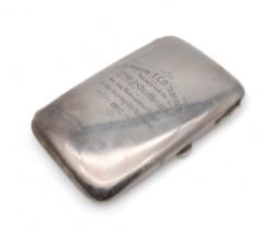 A George V silver cigar case, by D. Bros, Birmingham 1912, engraved 'AYSHIRE E.C.O. YEOMANRY' with