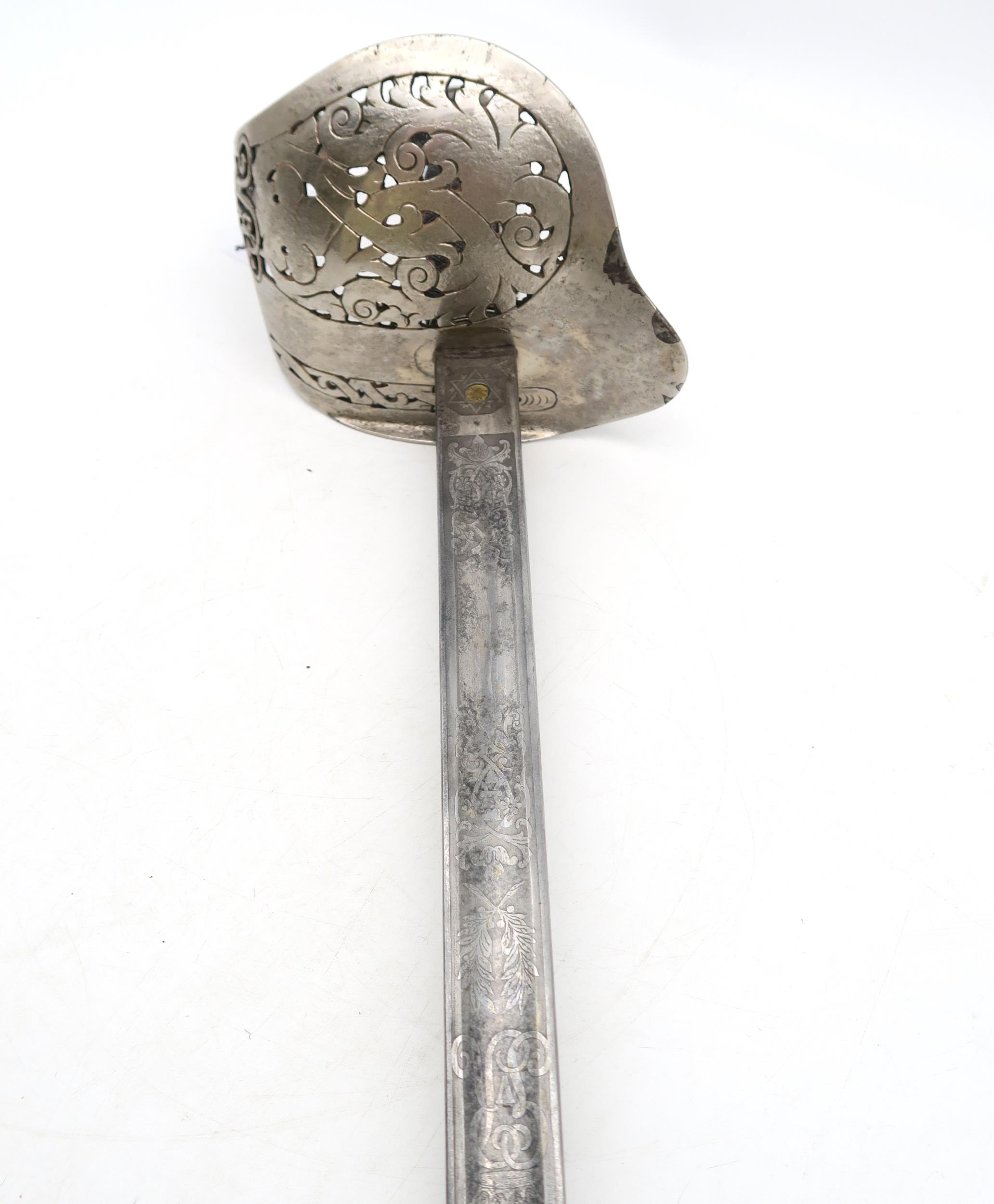 A 20th century ceremonial Scottish basket-hilted broadsword by Hopkinson of Sheffield, the etched - Image 3 of 8
