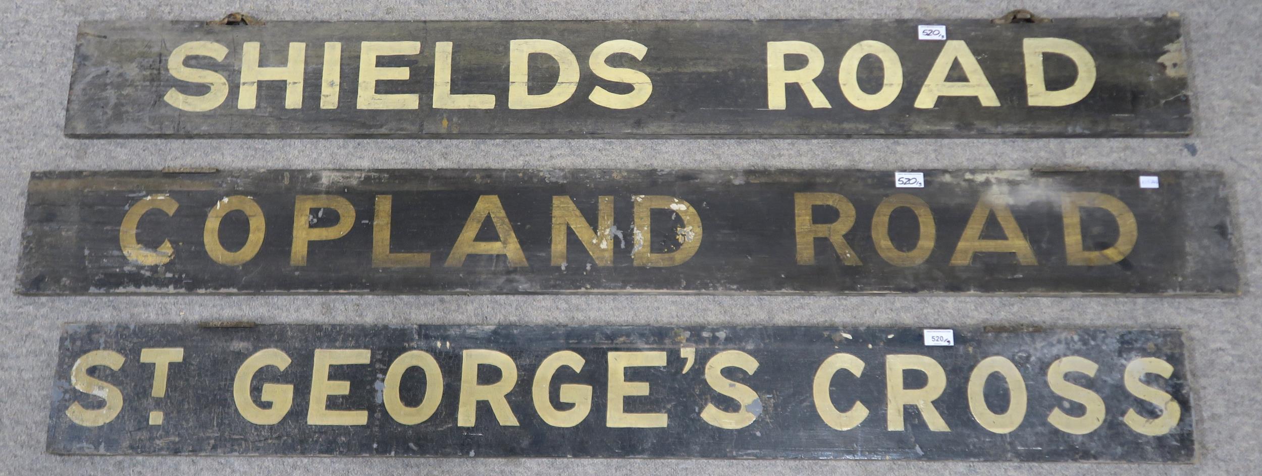 Three vintage Glasgow Subway station signs, for St. George's Cross (approx. 152cm in length),