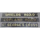 Three vintage Glasgow Subway station signs, for St. George's Cross (approx. 152cm in length),