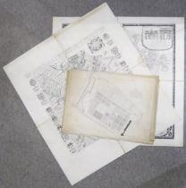 Assorted linen-backed maps of a Paris architectural interest Condition Report:Available upon