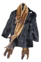 A dark brown mink fur coat, fox fur stole etc Condition Report:Available upon request