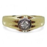 An 18ct gold diamond illusion set gypsy ring, set with 0.12cts size U, weight 6.9gms Condition