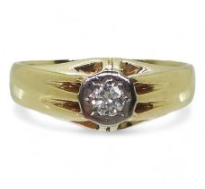 An 18ct gold diamond illusion set gypsy ring, set with 0.12cts size U, weight 6.9gms Condition