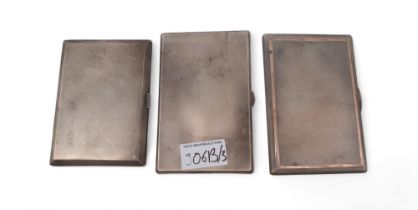 Three silver cigarette cases, one by R & W Sorley, Birmingham, and two others, all with engine-