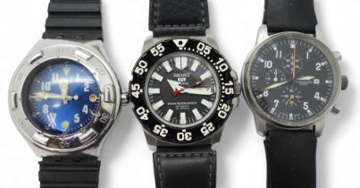 A Seiko sports, A Swatch 'Irony Divers Watch' and a Fortis Chronograph watch Condition Report:No
