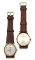 A 9ct gold gents Record watch, hallmarked London 1955, together with a 9ct gold Trebex watch,