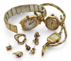Two 9ct gold watch heads to include a Serona watch Glasgow hallmarks 1934, a vintage watch with