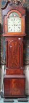 A 18th/19th century JAs Berry, Aberdeen mahogany cased grandfather clock with scrolled surmounted